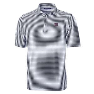 Men's Cutter & Buck Navy New York Giants Virtue Eco Pique Stripe Recycled Polo