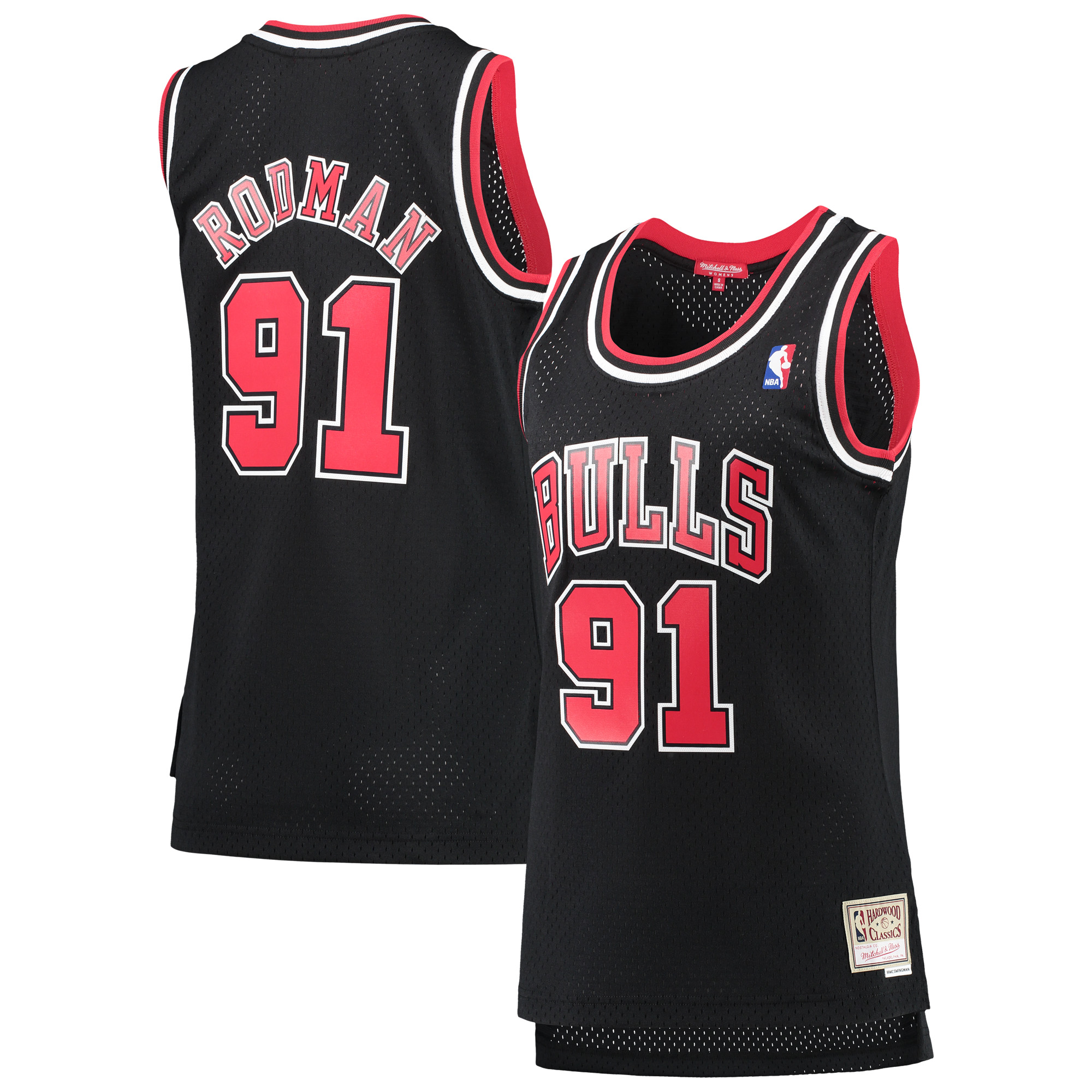 Women's Mitchell & Ness Dennis Rodman Black Chicago Bulls Hardwood Classics Swingman Jersey - Image 2
