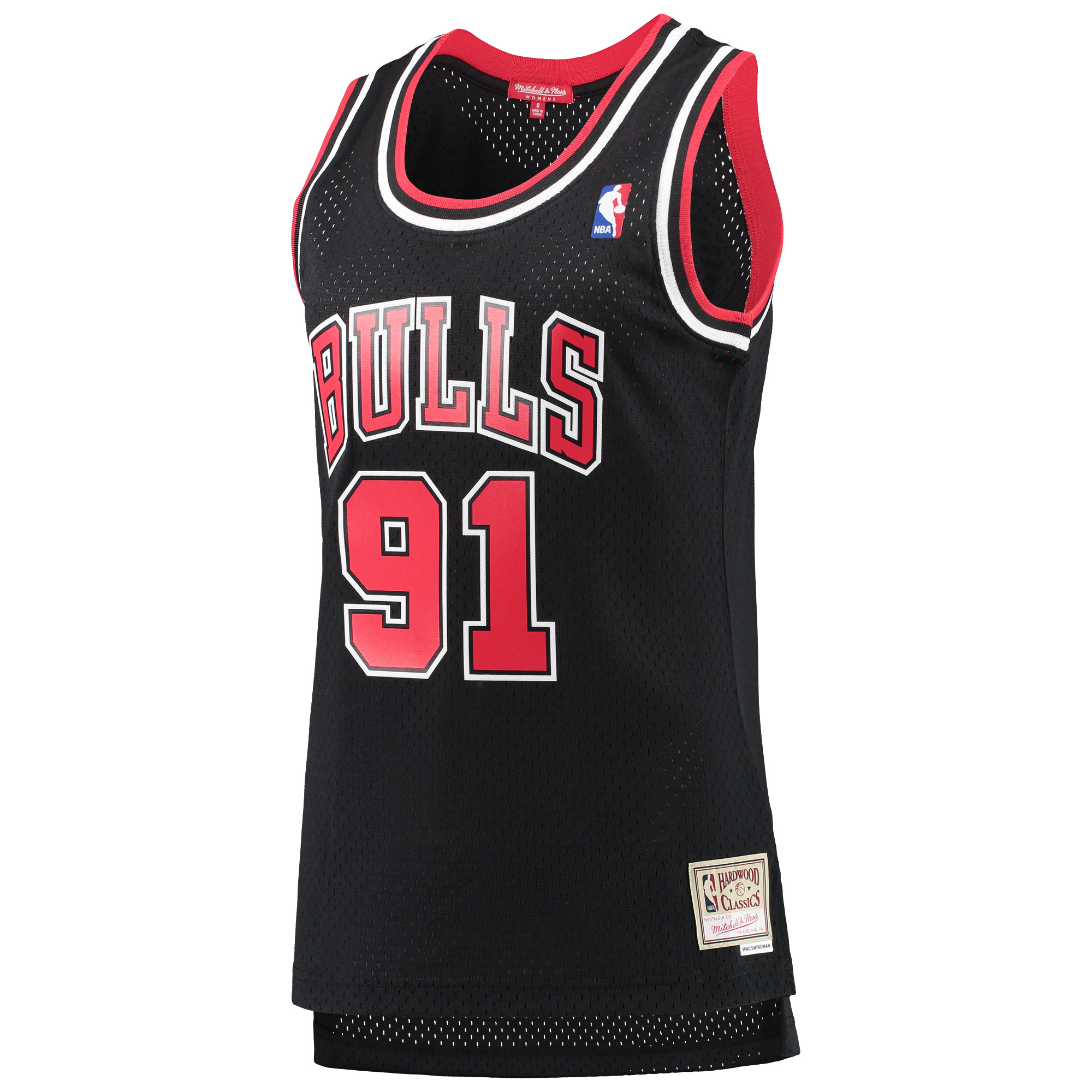 Women's Mitchell & Ness Dennis Rodman Black Chicago Bulls Hardwood Classics Swingman Jersey - Image 3