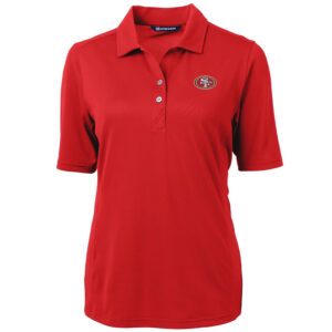 Women's Cutter & Buck Scarlet San Francisco 49ers Team Virtue Eco Pique Recycled Polo