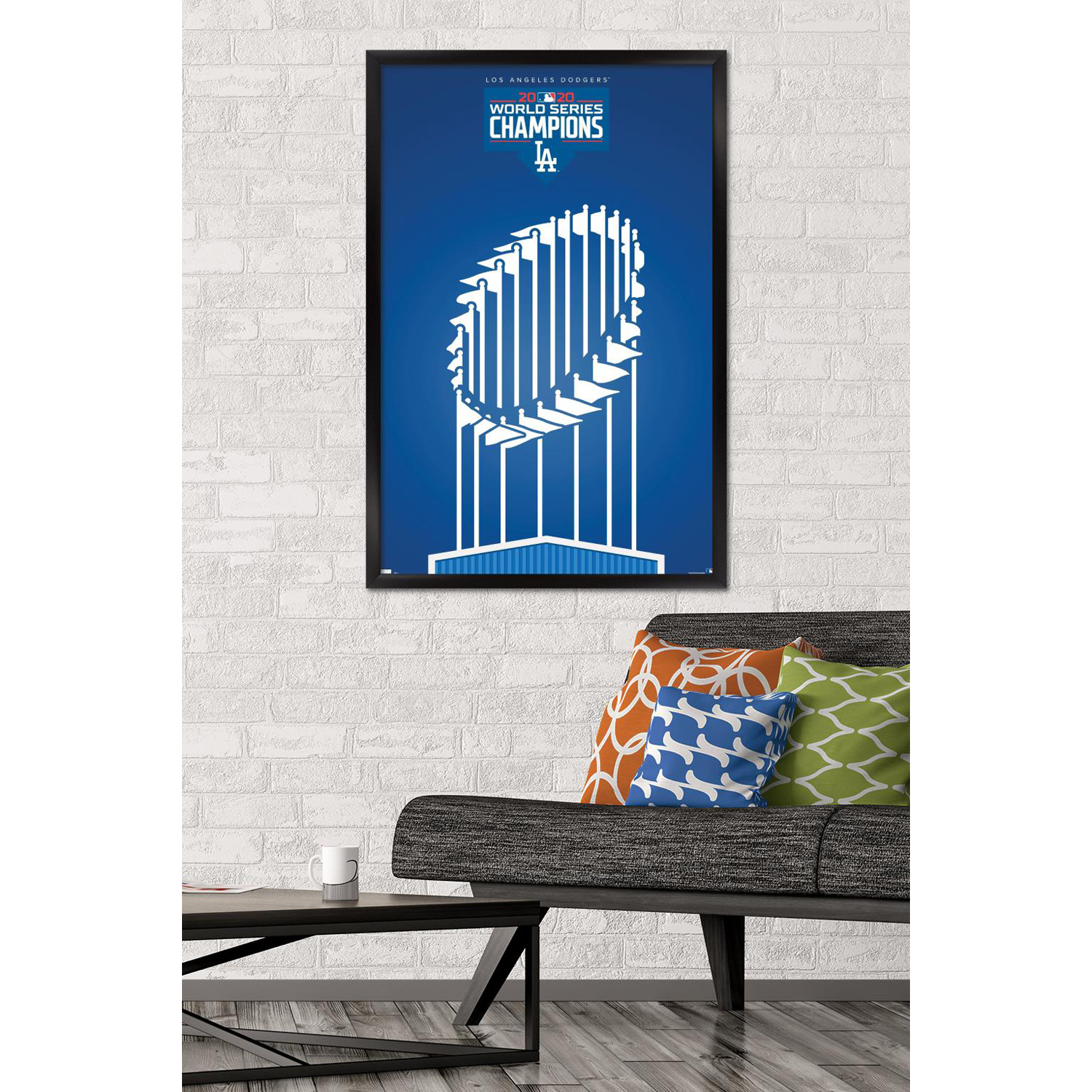 Los Angeles Dodgers 2020 World Series Champions 24.25'' x 35.75'' Framed Poster - Image 3