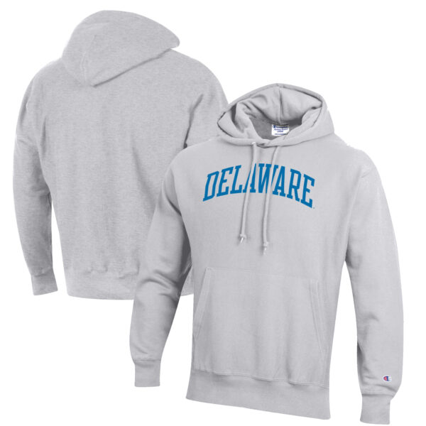 Men's Champion Heathered Gray Delaware Fightin' Blue Hens Reverse Weave Fleece Pullover Hoodie