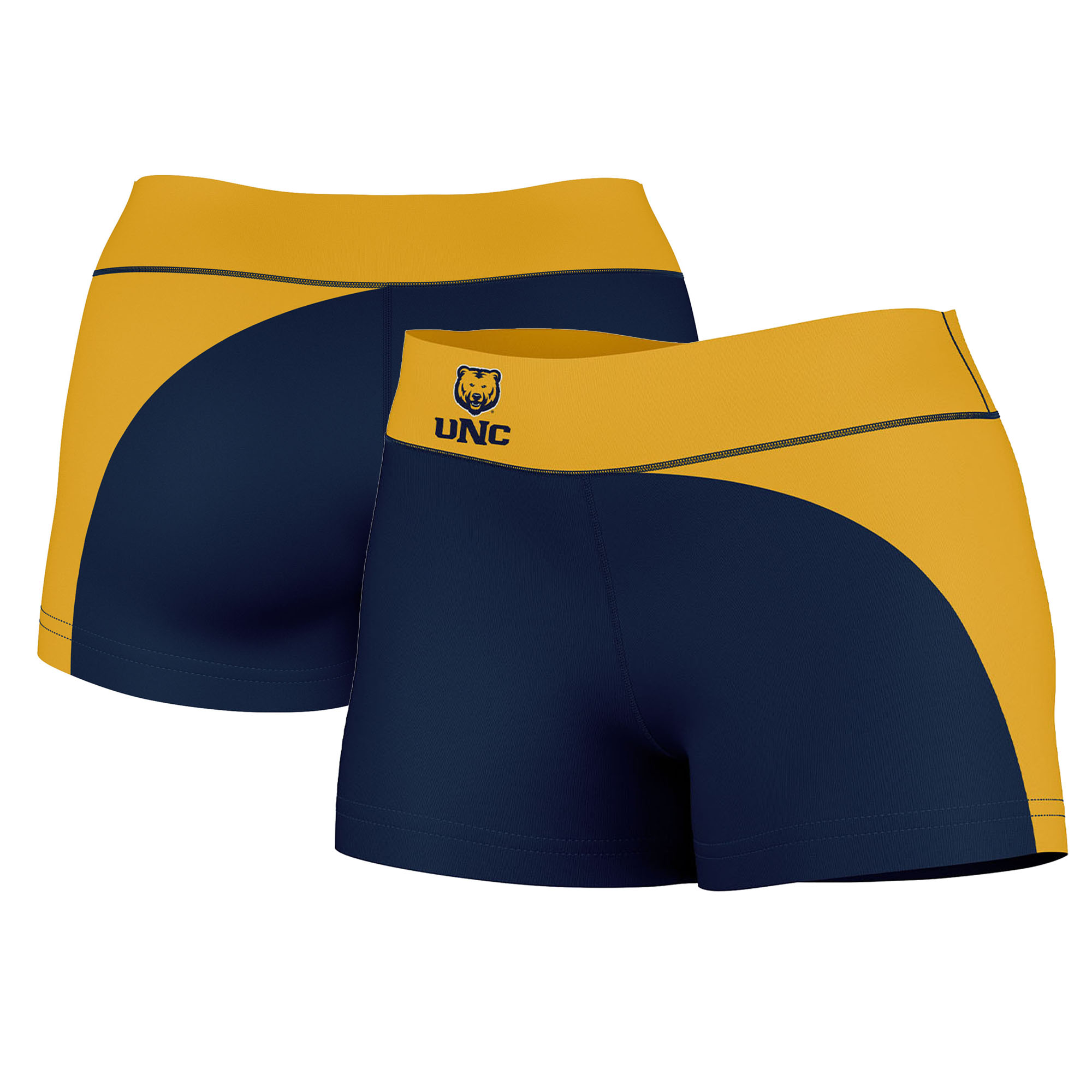 Women's Navy/Gold Northern Colorado Bears Plus Size Curve Side Shorts