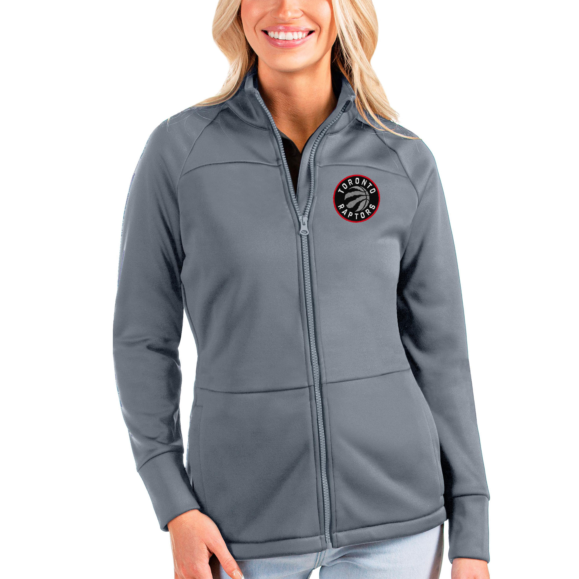 Women's Antigua Charcoal Toronto Raptors Links Full-Zip Golf Jacket
