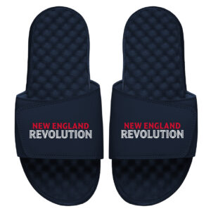 Men's ISlide Navy New England Revolution Wordmark Logo Slide Sandals