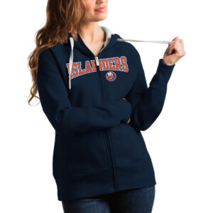 Women's Antigua Navy New York Islanders Wordmark Victory Full-Zip Hoodie