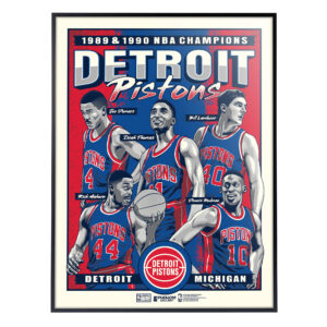 Phenom Gallery Detroit Pistons 1989 & 1990 NBA Champions 18'' x 24'' Deluxe Framed Serigraph Print