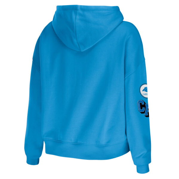 Women's WEAR by Erin Andrews Blue Carolina Panthers Modest Cropped Pullover Hoodie - Image 7