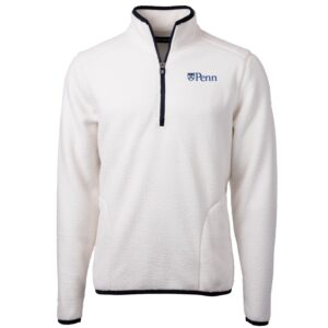 Men's Cutter & Buck Cream Pennsylvania Quakers Team Logo Cascade Eco Sherpa Fleece Quarter-Zip Pullover Jacket