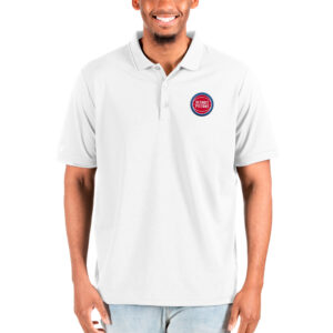 Men's Antigua White Detroit Pistons Big & Tall Affluent Polo