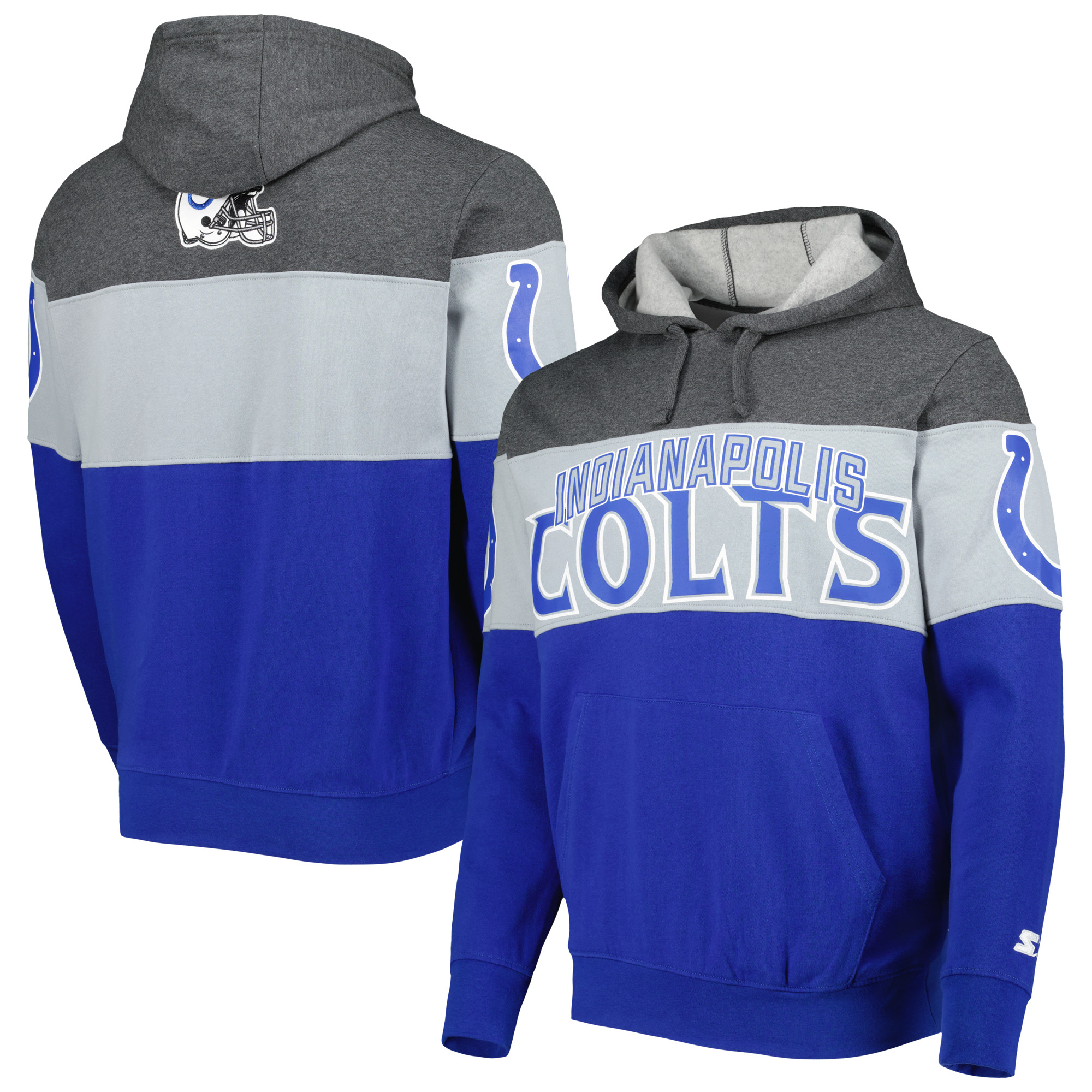 Men's Starter Royal/Heather Charcoal Indianapolis Colts Extreme Pullover Hoodie