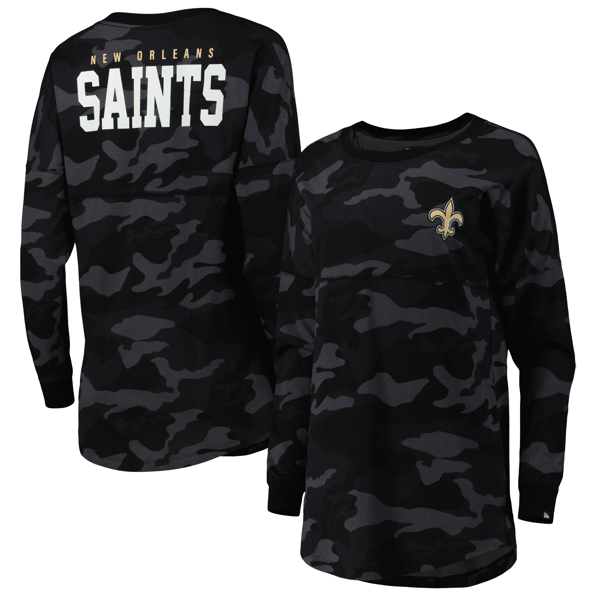 Women's New Era Black New Orleans Saints Camo Long Sleeve T-Shirt - Image 5