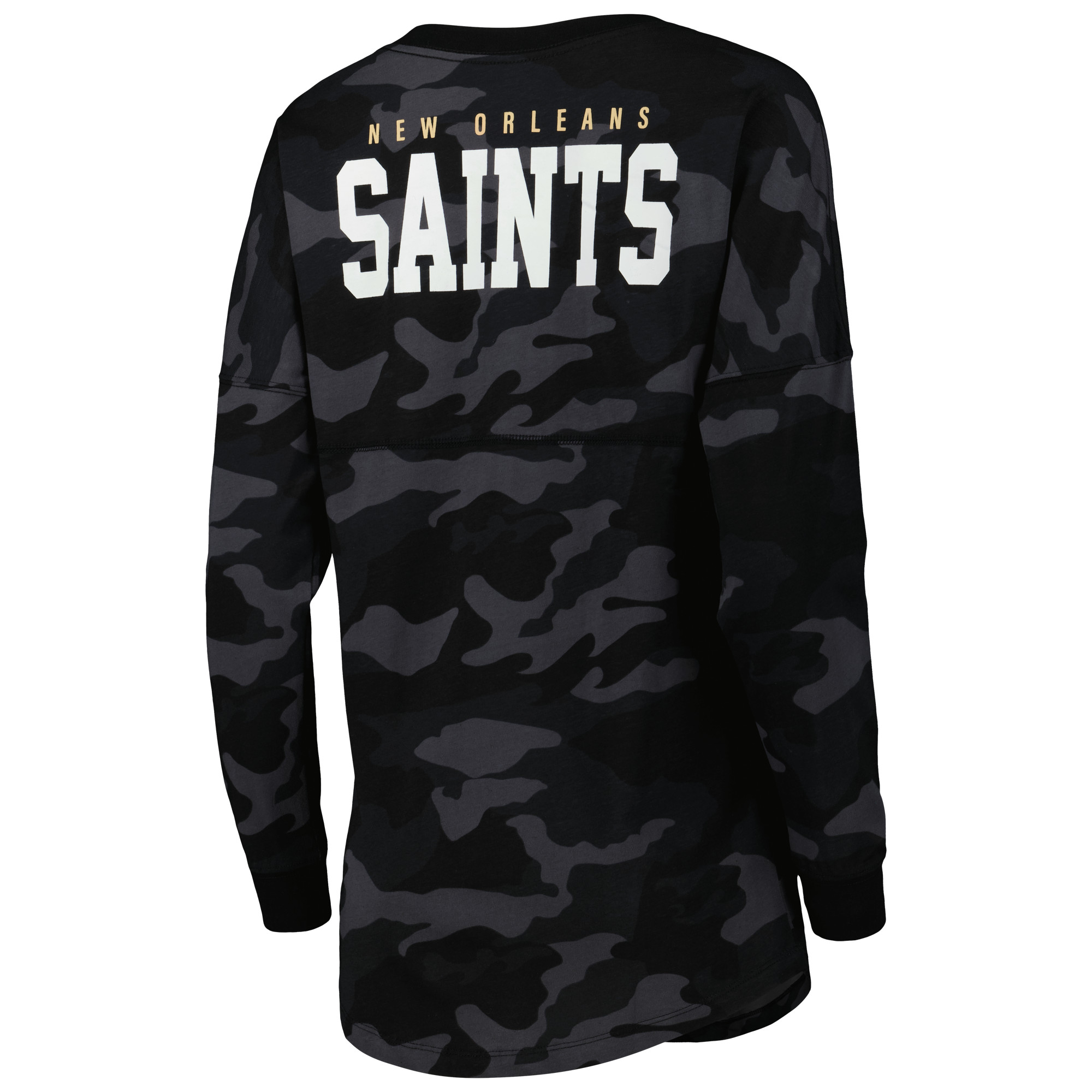 Women's New Era Black New Orleans Saints Camo Long Sleeve T-Shirt - Image 7