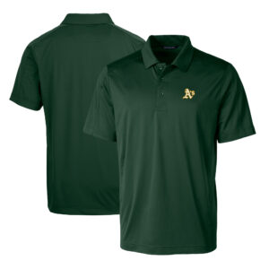 Men's Cutter & Buck Green Oakland Athletics Prospect Textured Stretch Polo