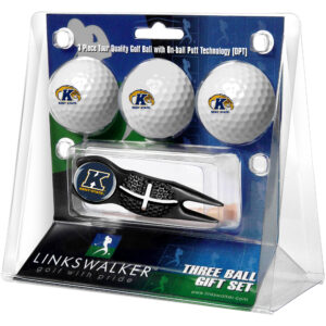 Kent State Golden Flashes 3-Pack Golf Ball Gift Set with Black Crosshair Divot Tool