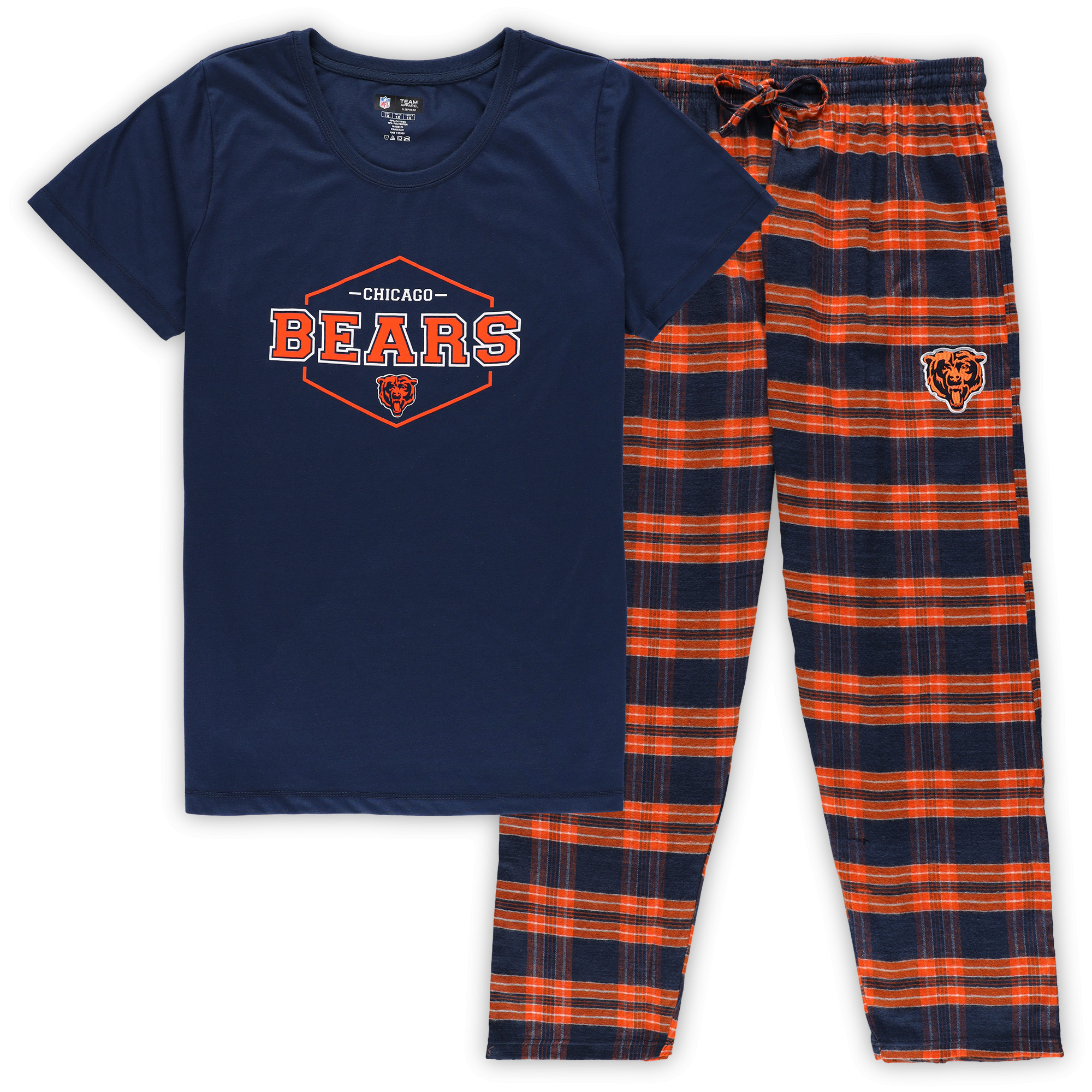 Women's Concepts Sport Navy/Orange Chicago Bears Plus Size Badge T-Shirt & Pants Sleep Set - Image 6