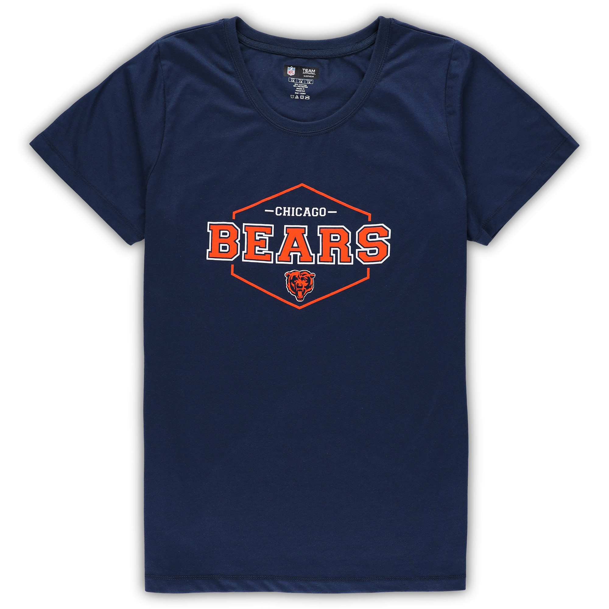 Women's Concepts Sport Navy/Orange Chicago Bears Plus Size Badge T-Shirt & Pants Sleep Set - Image 3