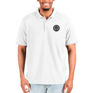 Men's Antigua White Philadelphia Union  Solid Pique Polo