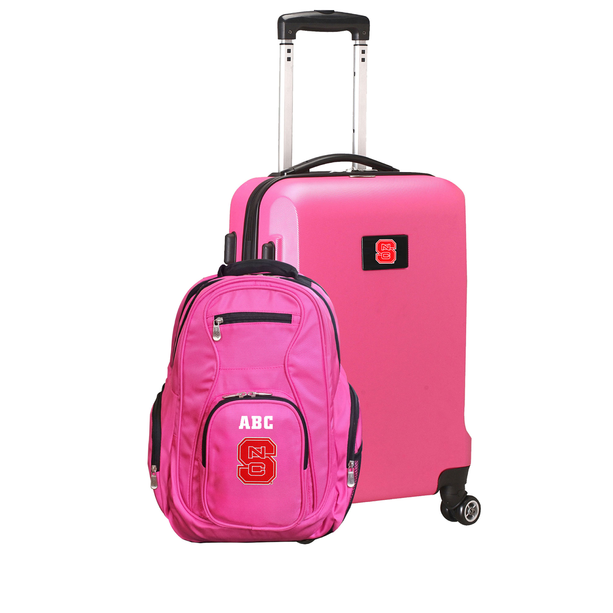 MOJO Pink NC State Wolfpack Personalized Deluxe 2-Piece Backpack & Carry-On Set - Image 2