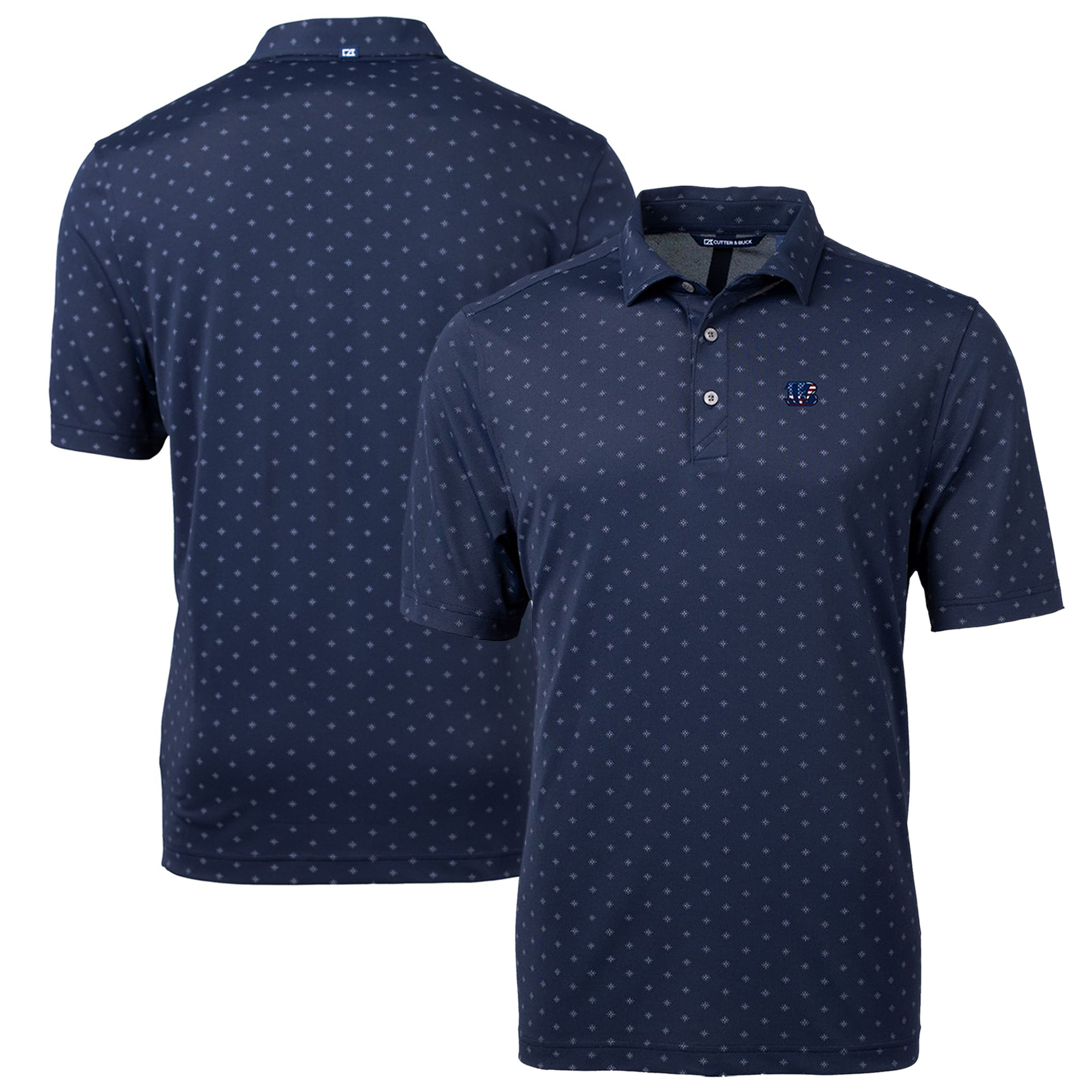 Men's Cutter & Buck Navy Cincinnati Bengals Big & Tall Virtue Eco Pique Tile Print Recycled Polo - Image 2