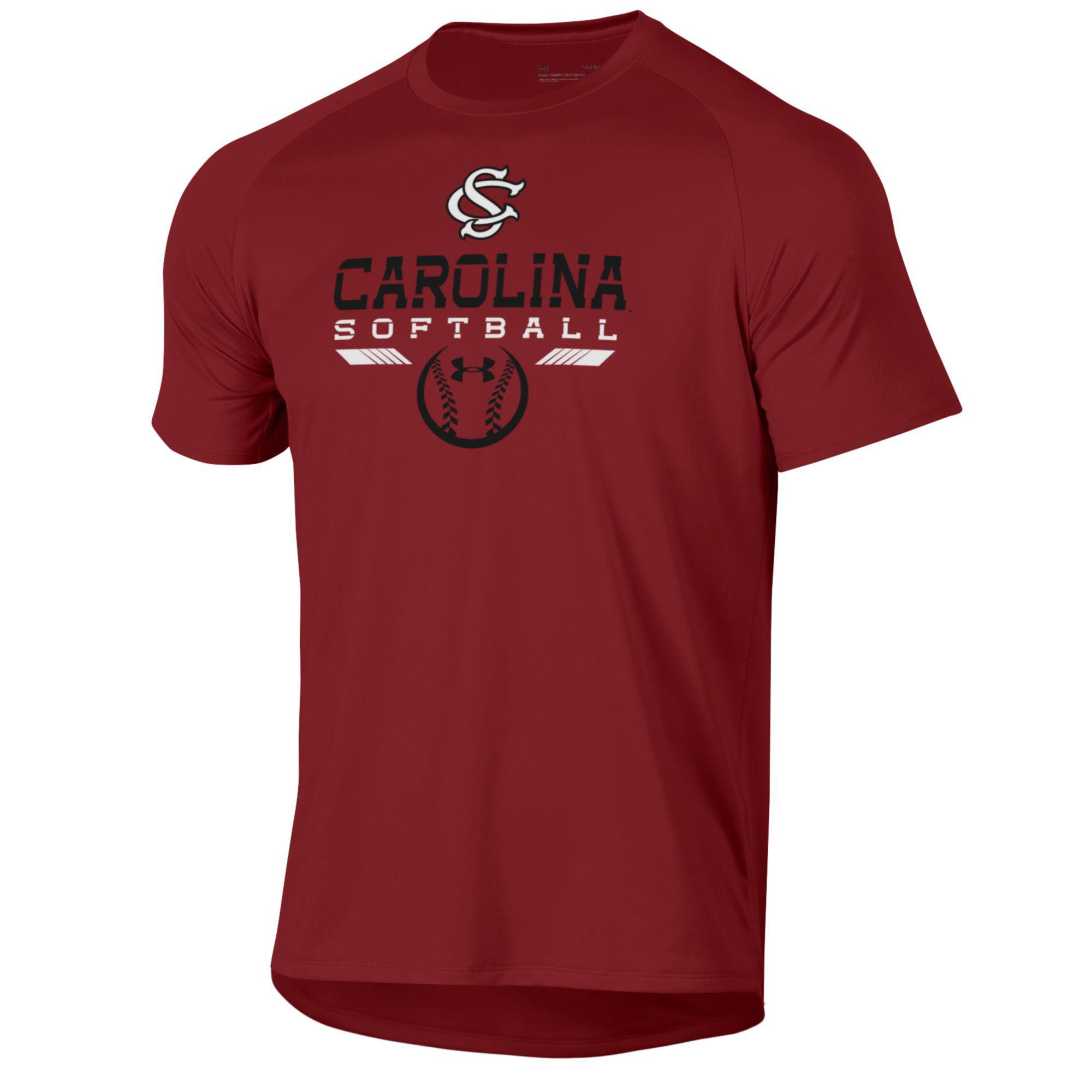 Men's Under Armour Garnet South Carolina Gamecocks Softball Icon Raglan Performance T-Shirt - Image 6