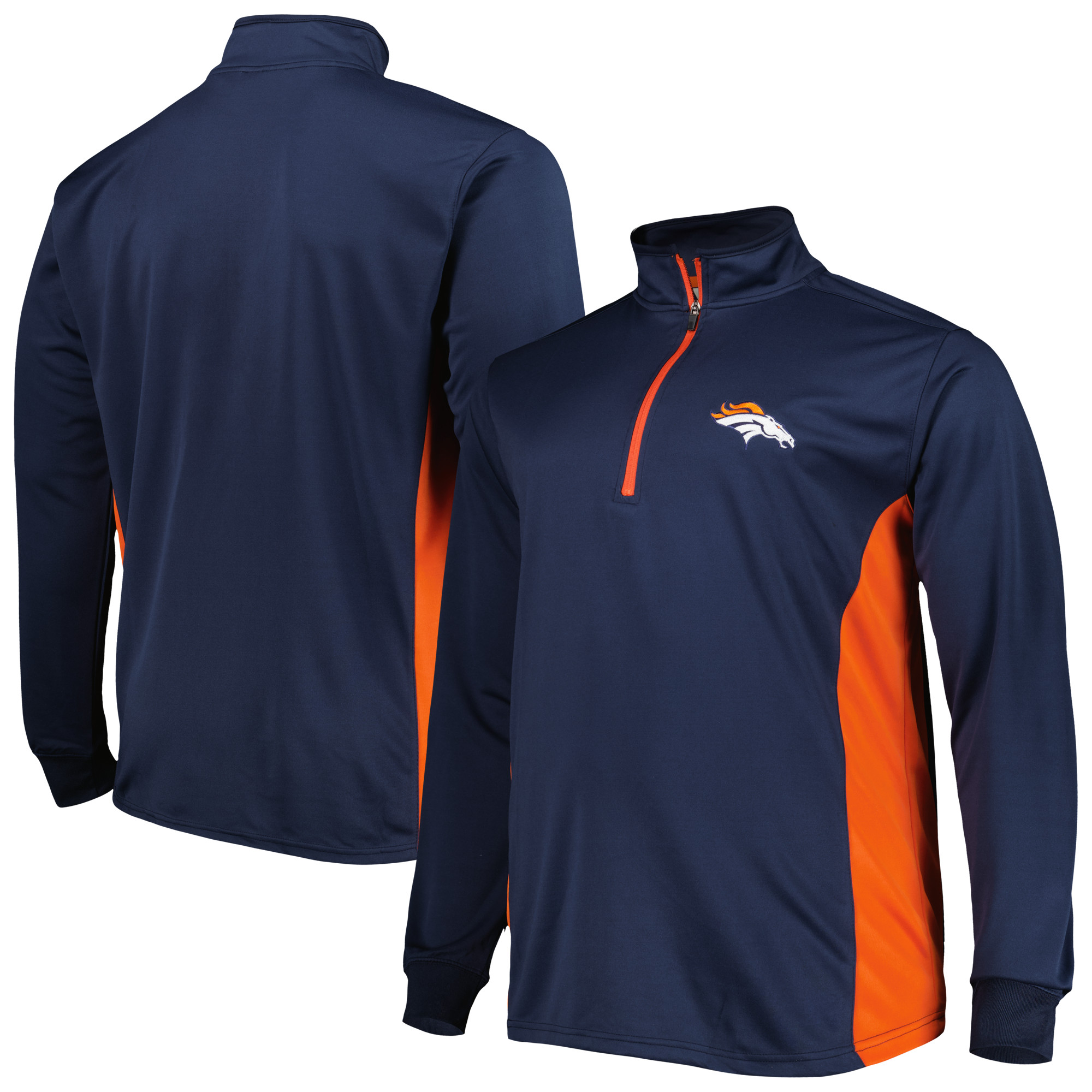 Men's Navy Denver Broncos Big & Tall Quarter-Zip Top - Image 2