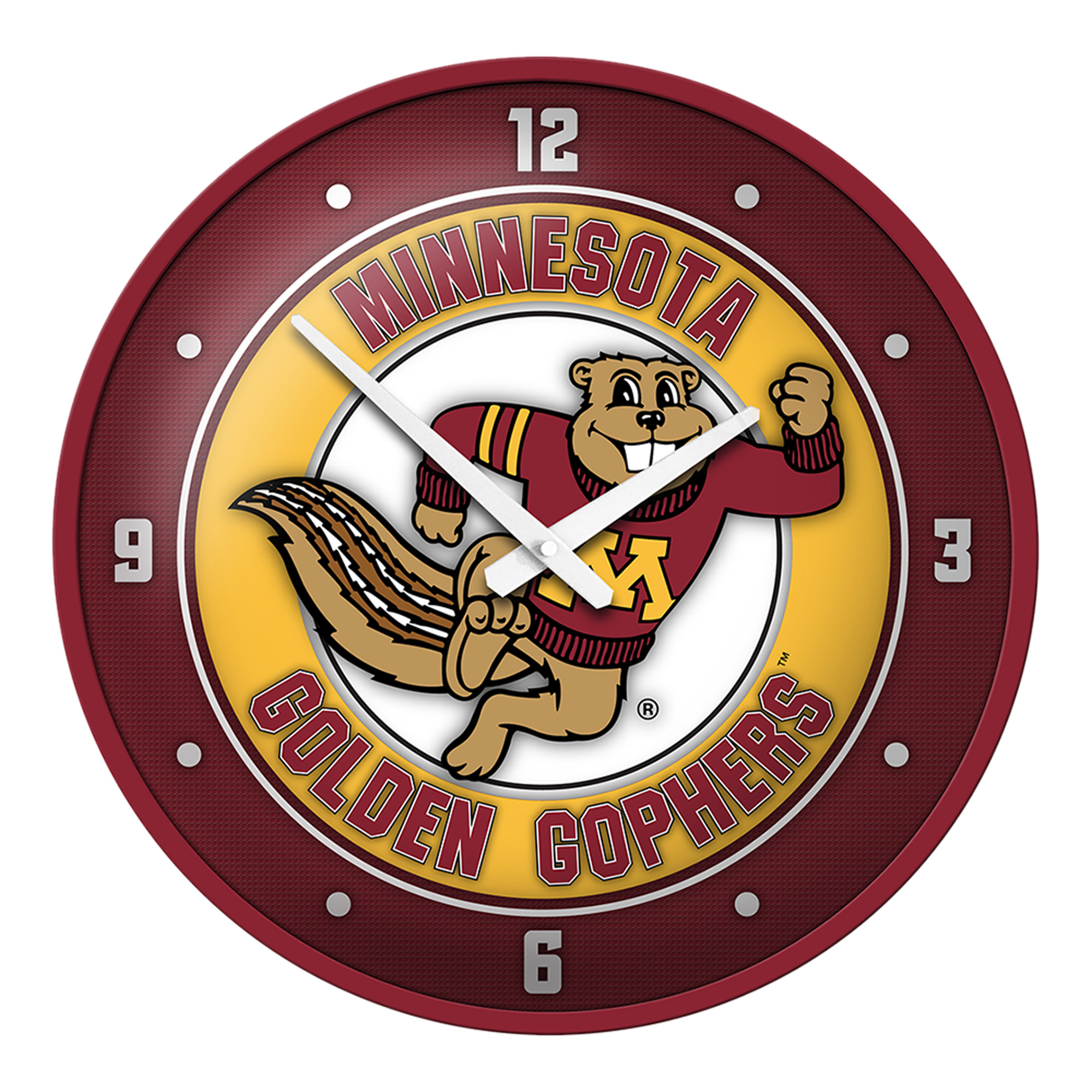 Maroon Minnesota Golden Gophers Mascot Modern Disc Wall Clock - Image 2
