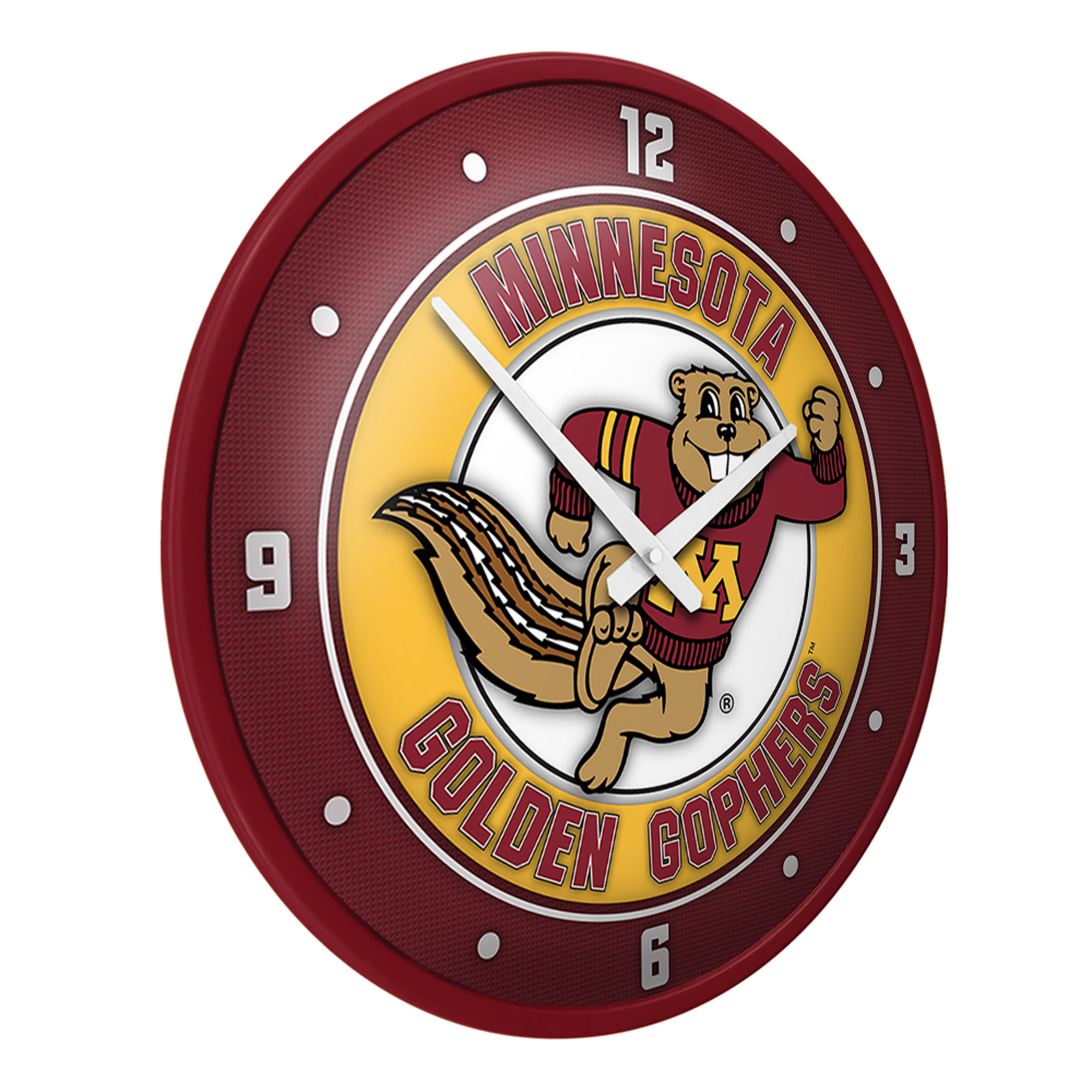 Maroon Minnesota Golden Gophers Mascot Modern Disc Wall Clock - Image 3