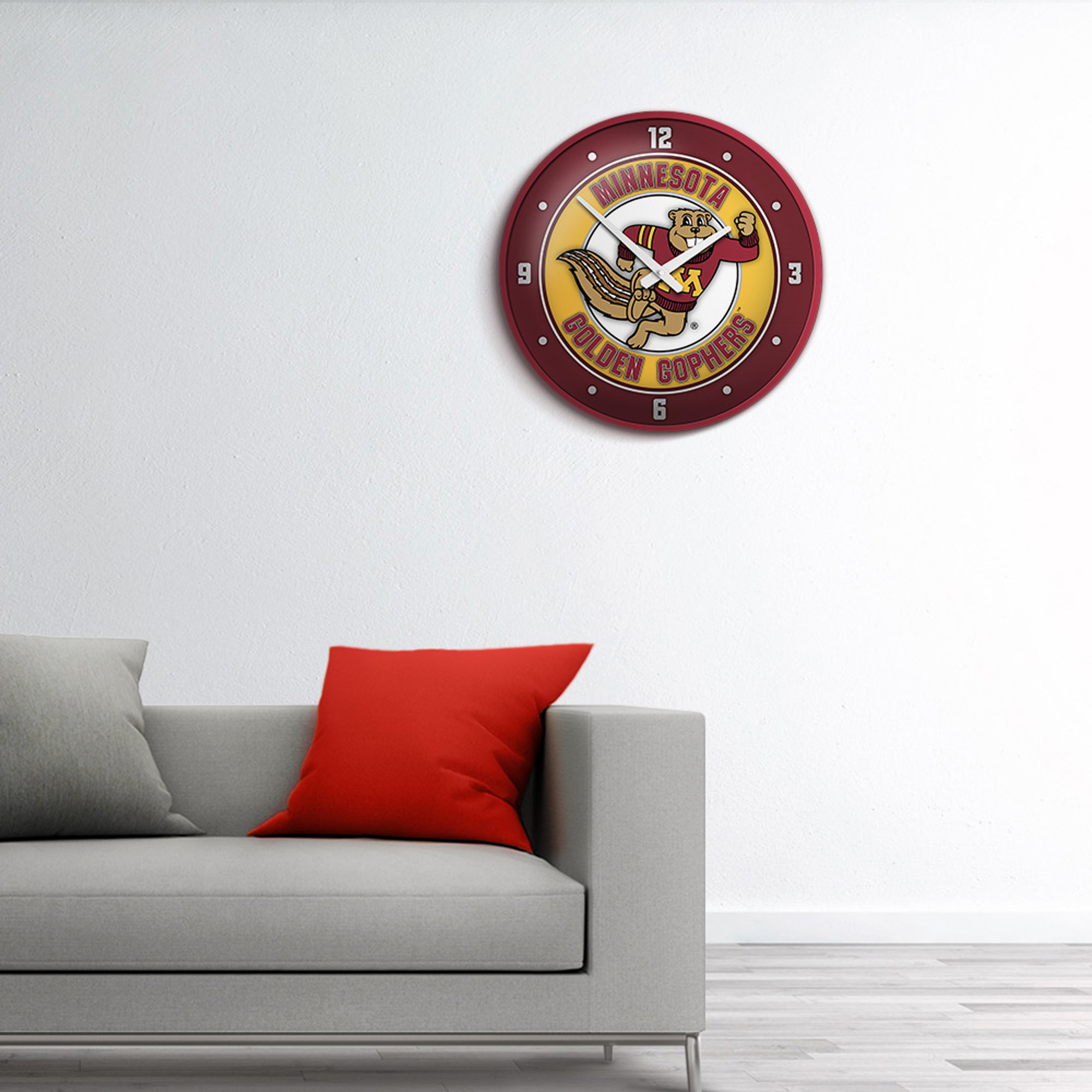 Maroon Minnesota Golden Gophers Mascot Modern Disc Wall Clock - Image 4