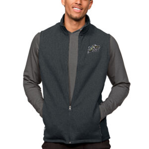 Men's Antigua Heather Charcoal Navy Midshipmen Course Full-Zip Vest