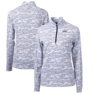 Women's Cutter & Buck Charcoal James Madison Dukes Traverse Camo Quarter-Zip Pullover Top