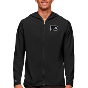 Men's Antigua Black Philadelphia Flyers Logo Legacy Full-Zip Hoodie