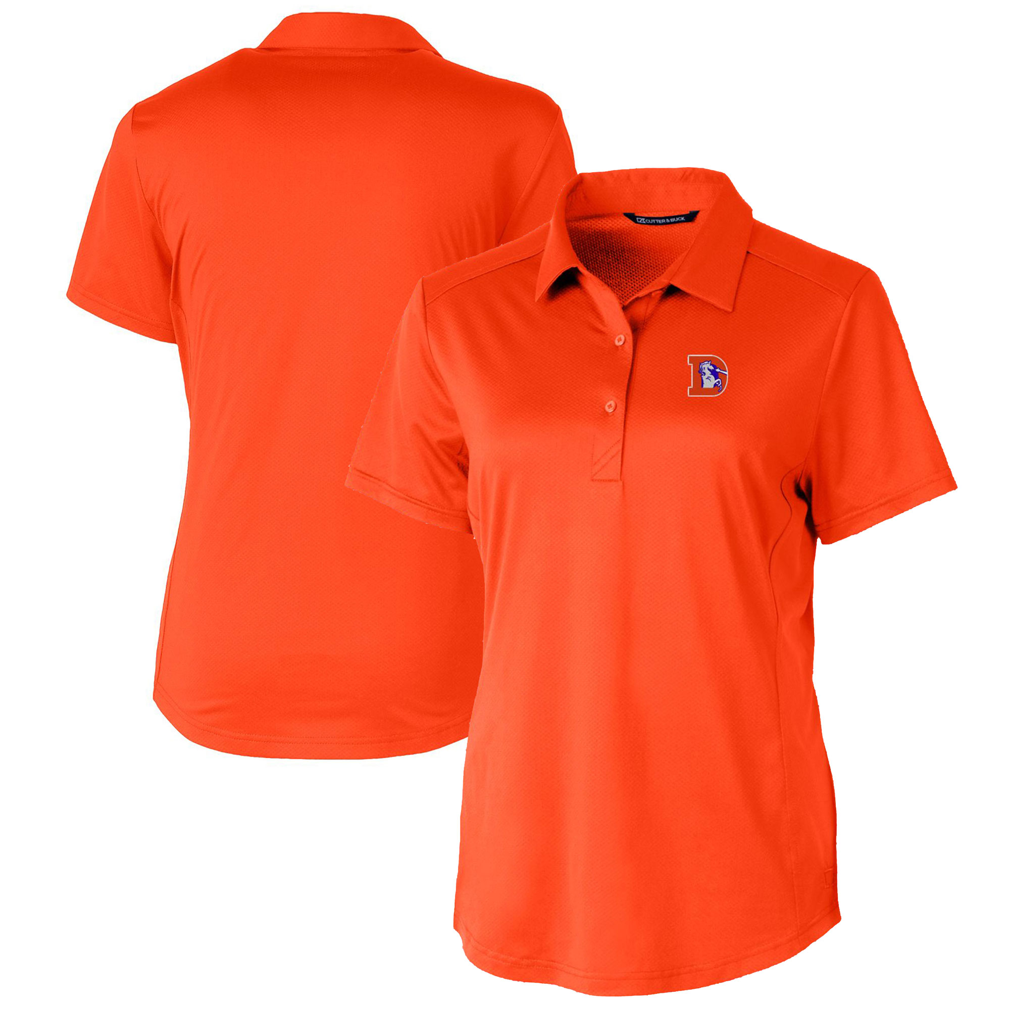 Women's Cutter & Buck Orange Denver Broncos Throwback Logo Prospect Textured Stretch Polo