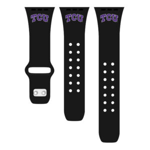 Black TCU Horned Frogs Logo Silicone Apple Watch Band