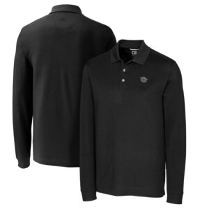 Men's Cutter & Buck Black Cincinnati Bearcats Vault Advantage Tri-Blend Pique Big & Tall Long Sleeve Polo