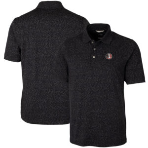 Men's Cutter & Buck Black Florida State Seminoles Vault Advantage Tri-Blend Space Dye Big & Tall Polo