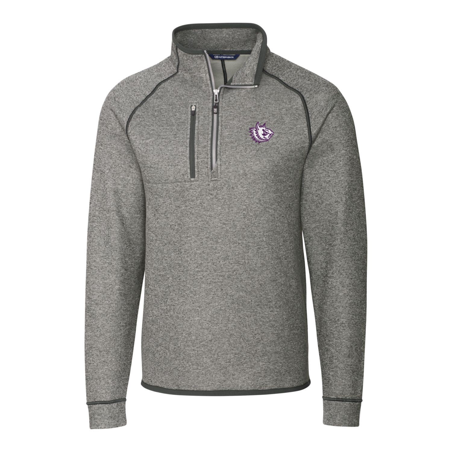 Men's Cutter & Buck Heather Gray TCU Horned Frogs Mainsail Sweater-Knit Big & Tall Half-Zip Pullover Jacket - Image 3
