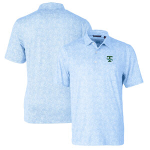 Men's Cutter & Buck Light Blue Tulane Green Wave Pike Constellation Stretch Polo