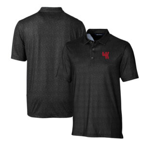 Men's Cutter & Buck Black Western Kentucky Hilltoppers Primary Team Logo Pike Micro Floral Stretch Polo