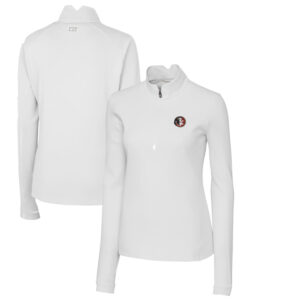 Women's Cutter & Buck White Florida State Seminoles Traverse Stretch Quarter-Zip Pullover Top