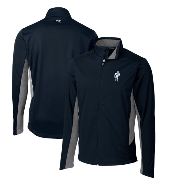 Men's Cutter & Buck Navy Houston Oilers Throwback Logo Navigate Softshell Big & Tall Full-Zip Jacket