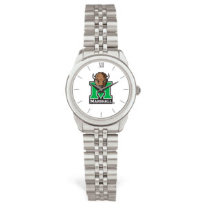 Women's Silver Marshall Thundering Herd Logo Medallion Rolled Link Bracelet Wristwatch