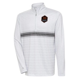 Men's Antigua Gray/Black Houston Dynamo FC Bullseye Quarter-Zip Pullover Top