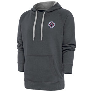 Men's Antigua Charcoal New England Revolution Logo Victory Pullover Hoodie