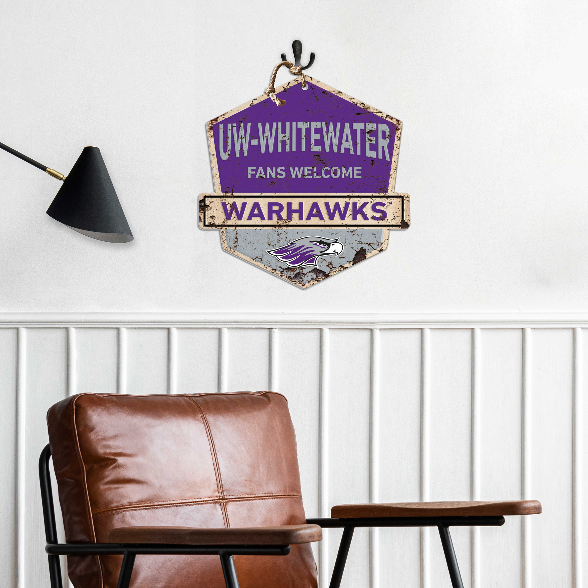Wisconsin-Whitewater Warhawks 20'' x 20'' Fans Welcome Badge Sign - Image 3