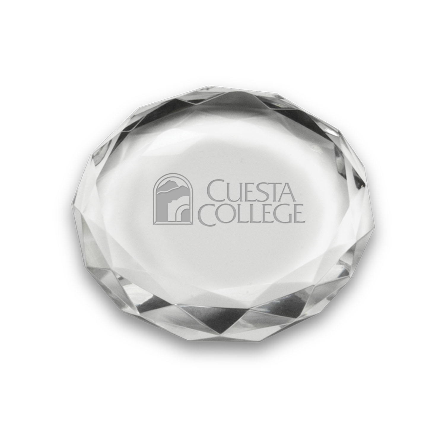 Cuesta College Cougars 3'' Optic Crystal Faceted Paperweight
