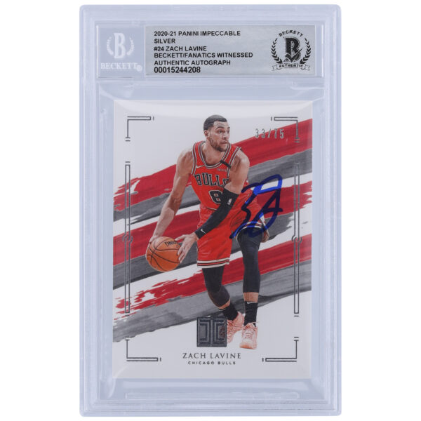 Zach LaVine Chicago Bulls Autographed 2020-21 Panini Impeccable Silver Variation #24 #33/75 Beckett Fanatics Witnessed Authenticated 10 Card