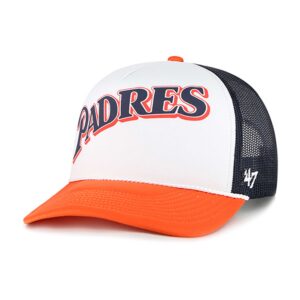 Men's '47 White San Diego Padres Foam Front Script Trucker Snapback Hat