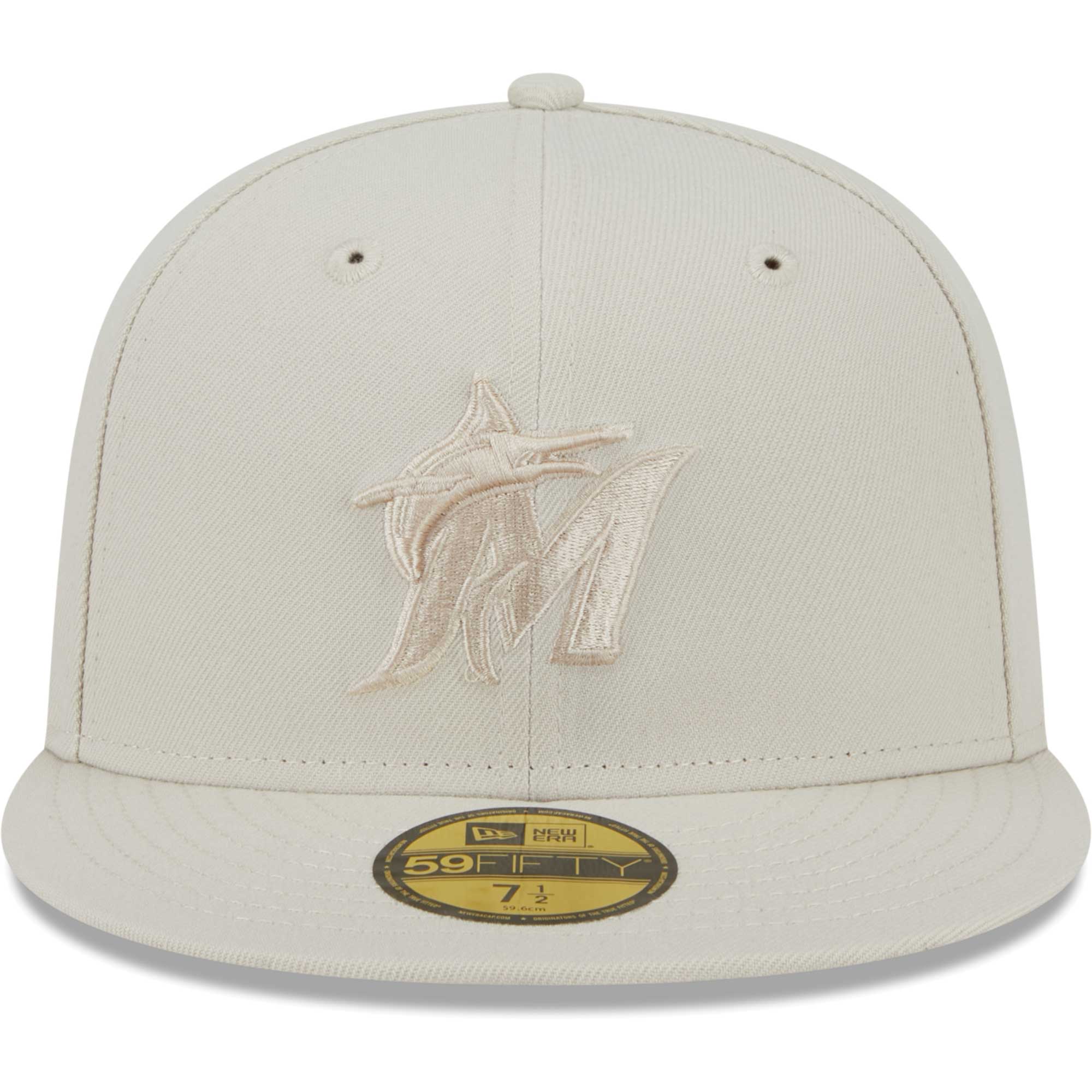 Men's New Era Khaki Miami Marlins Tonal 59FIFTY Fitted Hat - Image 3
