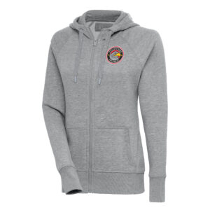 Women's Antigua Heather Gray College Park Skyhawks Victory Full-Zip Hoodie